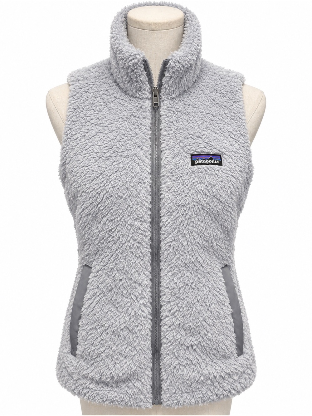 Patagonia Women’s Los Gatos Fleece Vest Small Gray High Pile Sherpa Full Zip